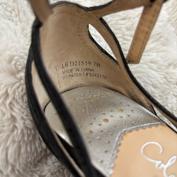 Cole Haan Nike Air Black Leather Strappy Peep-Toe Platform Heels Size 7 - Picture 12 of 13